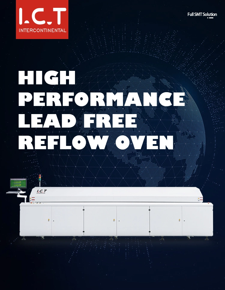 ICT Nitrogen SMT Reflow Oven 8 Zones SMD PCB Reflow Solder Oven 450 Width LED SMT Reflow Soldering Machine Price