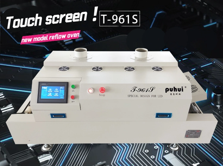 Puhui T961s Smart Touch Screen Conveyor Six Heating Zones LED PCB Reflow Oven